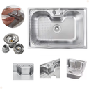 Ver imagem 5 de Kit Cuba Única + Acessórios com Torneira Gourmet Cromada Vip de Parede e Lixeira de Embutir 5 L