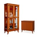 Ver imagem 1 de Cristaleira 2 Portas e Balcão Buffet 2 Portas 100% Madeira Ásia Castanho