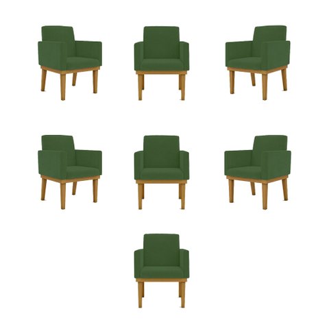 Kit 7 Poltronas Decorativa Reforçadas Sala Balaqui Decor Cor:Verde