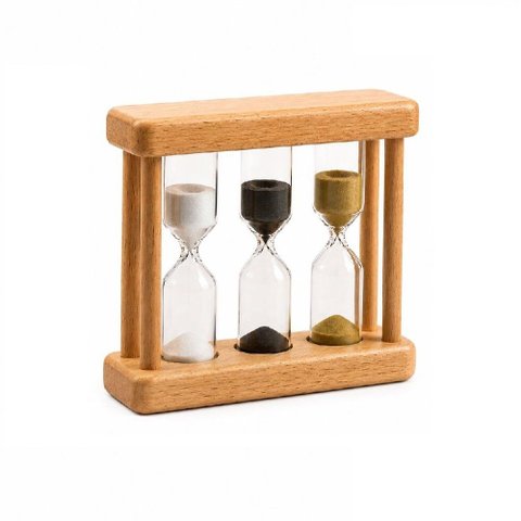 Ampulheta 3 Minutos Tripla Vidro Madeira Temporizador Decorativo Mesa Escritorio Estudo Terapia