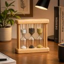 Ver imagem 4 de Ampulheta 3 Minutos Tripla Vidro Madeira Temporizador Decorativo Mesa Escritorio Estudo Terapia