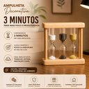 Ver imagem 3 de Ampulheta 3 Minutos Tripla Vidro Madeira Temporizador Decorativo Mesa Escritorio Estudo Terapia