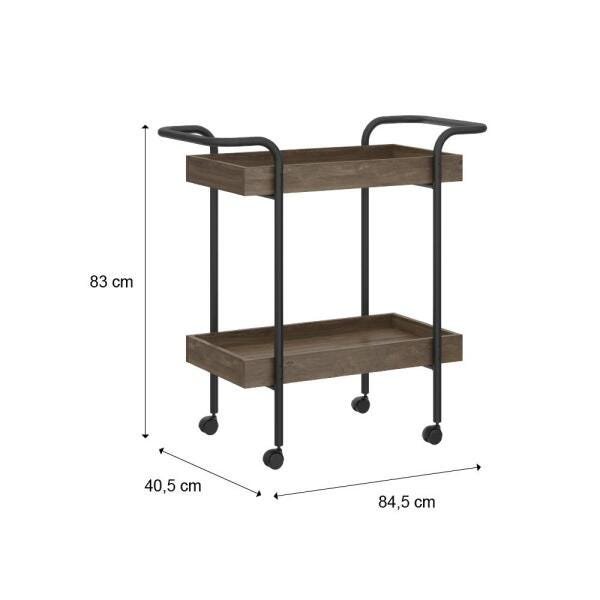 Carrinho Bar Madeirado Tubos Pretos Carraro - 2
