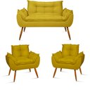 Ver imagem 1 de Kit Namoradeira Opala + 2 Poltronas para Sala Balaqui Decor Cor:amarelo