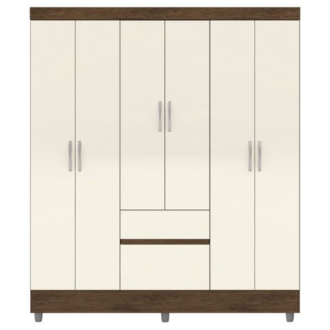Guarda Roupa Casal 6p 2g 153 Cm 10091 Imbuia Champanhe Vlr