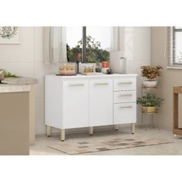 Balcão para Cozinha Miss Com Tampo 3 Portas e 2 Gavetas Demóbile - 2