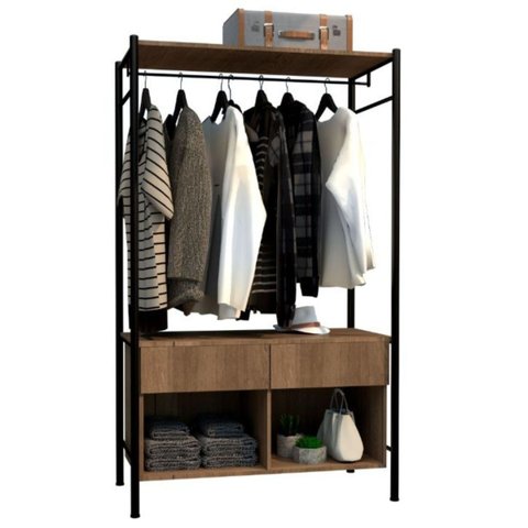 Guarda-roupa Solteiro Closet Paris Light com Cabideiro e Nichos Artefamol