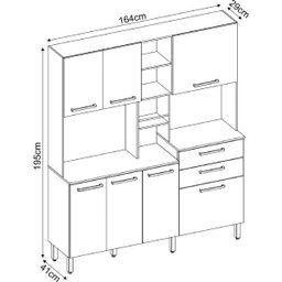 Cozinha Compacta Encanto com Balcão 7 Portas e 2 Gavetas Demóbile - 4
