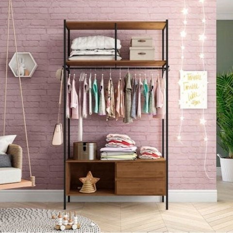 Guarda-roupa Closet 2 Gavetas Lisboa Preto/demolição Artefamol