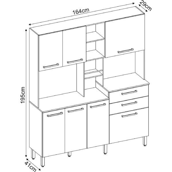 Cozinha Compacta Encanto com Balcão 7 Portas e 2 Gavetas Demóbile - 4