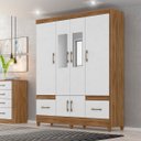 Ver imagem 2 de Guarda Roupa Ms912 165cm 6 Portas Naturale Branco com Espelho Moval