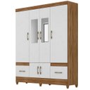 Ver imagem 1 de Guarda Roupa Ms912 165cm 6 Portas Naturale Branco com Espelho Moval