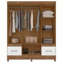 Ver imagem 3 de Guarda Roupa Ms912 165cm 6 Portas Naturale Branco com Espelho Moval