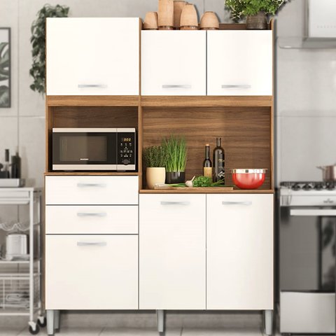 Armário de Cozinha Compacta 6 Portas 2 Gaveta Harmonia 1,33 Demobile