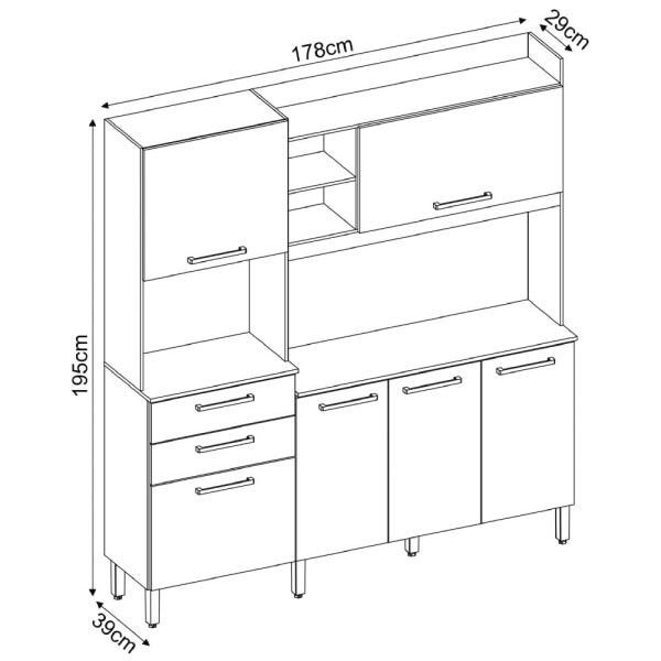 Cozinha Compacta Select com Balcão 6 Portas e 2 Gavetas Demóbile - 4