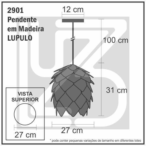 Lustre Pendente em Madeira - Lupulo Jequetiba - 2901-3 - 4