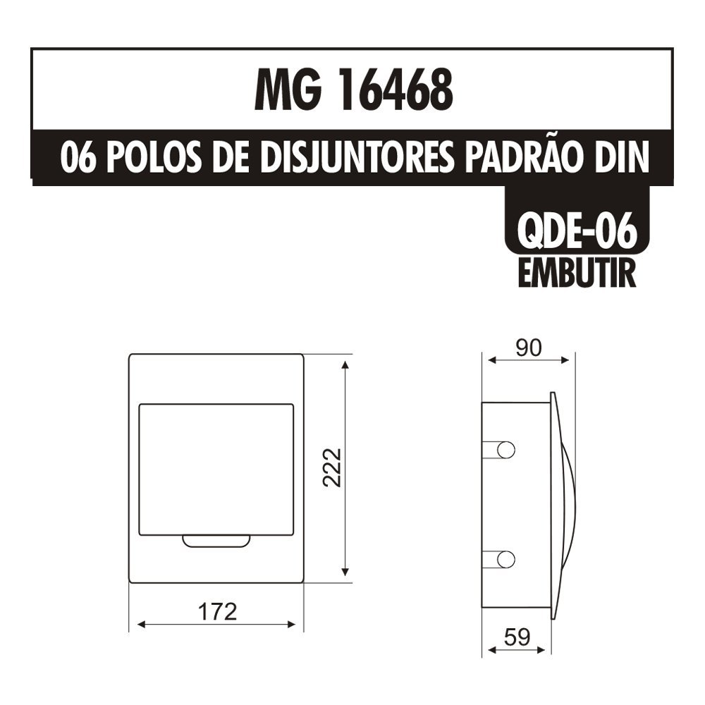 Quadro de Distribuição Embutir Margirius Para 6 Disjuntores Padrão - 4