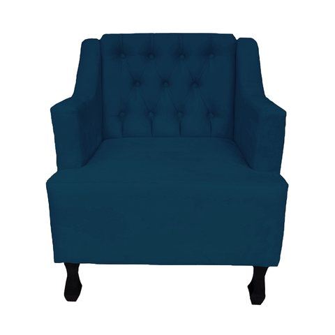Poltrona Estofada Para Recepção Consultório Genesis Suede Azul Marinho LM DECOR