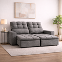 Ver imagem 2 de Sofá Premiere Retrátil e Reclinável 3 Lugares 1,80m Suede Premium American Prime:cinza