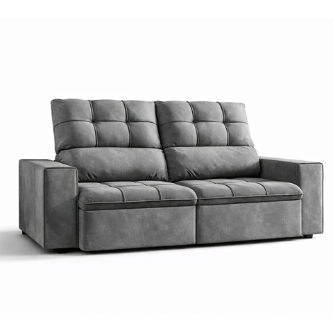 Sofá Premiere Retrátil e Reclinável 3 Lugares 1,80m Suede Premium American Prime:cinza