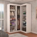 Ver imagem 2 de Guarda-roupa Solteiro Modulado Odisseia 5 Portas 12 Prateleiras com Espelho Branco - Panorama Móveis