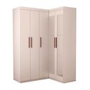 Ver imagem 3 de Guarda-roupa Solteiro Modulado Odisseia 5 Portas 12 Prateleiras com Espelho Branco - Panorama Móveis