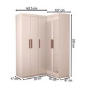 Ver imagem 4 de Guarda-roupa Solteiro Modulado Odisseia 5 Portas 12 Prateleiras com Espelho Branco - Panorama Móveis