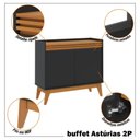 Ver imagem 2 de Conjunto Buffet 2 Portas e Rack para Tv 50 Polegadas Ripado 136cm - Vianossa - Preto/cedro