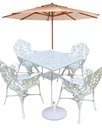 Ver imagem 1 de Jogo de Jardim com Mesa Quadrada 4 Cadeiras Aluminio Fundido e Guarda Sol