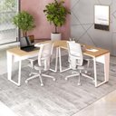Ver imagem 1 de Mesa em L Escritório Mesa em L para Escritório MDP 180cm Macadâmia com Branco F5 Office