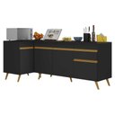 Ver imagem 1 de Kit Armário de Cozinha Balcão Canto 90cm e Gabinete Pia 150cm Veneza Multimóveis Mp2158 Preto/