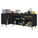 Ver imagem 2 de Kit Armário de Cozinha Balcão Canto 90cm e Gabinete Pia 150cm Veneza Multimóveis Mp2158 Preto/