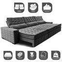 Ver imagem 3 de Sofá Retrátil e Reclinável 3,55m Cama inBox Big Puffer com SoftGel D40 Velupluma Cinza