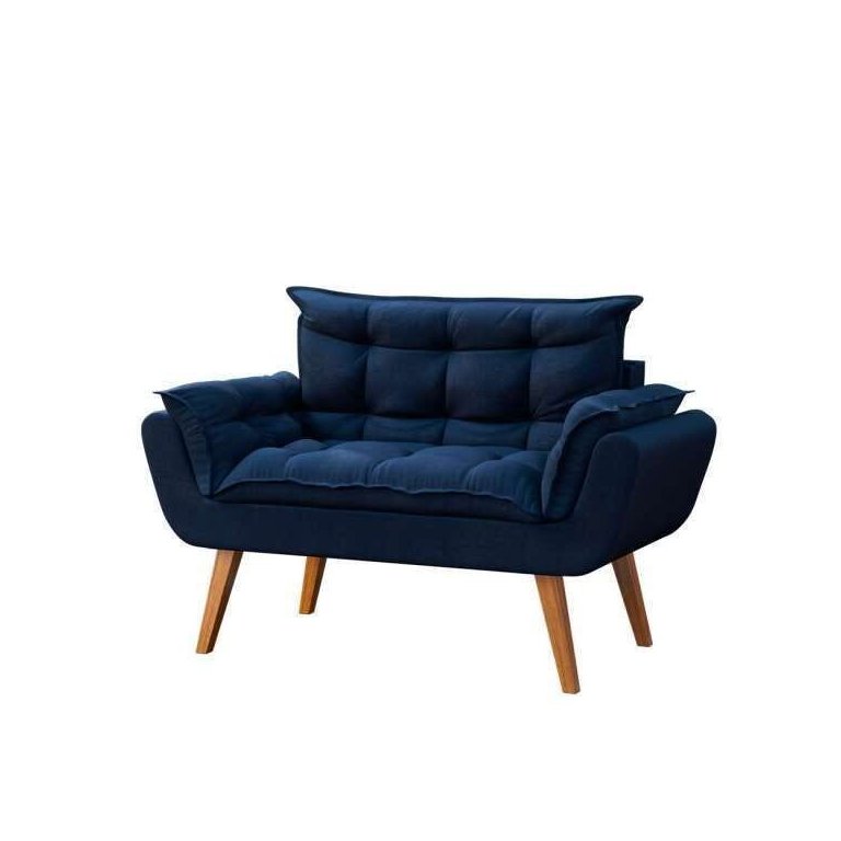 Namoradeira Chesterfield Luxo Opala Suede Azul Marinho