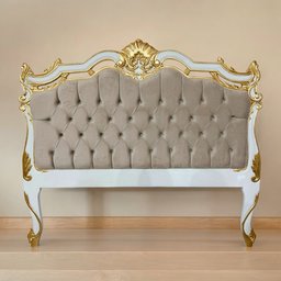 Cabeceira de Cama Bege com Detalhes em Dourado - 5
