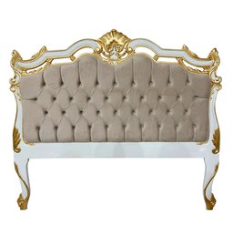 Cabeceira de Cama Bege com Detalhes em Dourado - 1