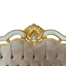 Cabeceira de Cama Bege com Detalhes em Dourado - 2