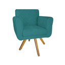 Ver imagem 3 de Conjunto 2 Poltrona Decorativa Com Base Giratória De Madeira Isabella Suede Azul Turquesa - LM DECOR
