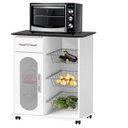 Ver imagem 1 de Fruteira Nobre com vidro Branca Marmorizado com rodizios! PASSE BEM