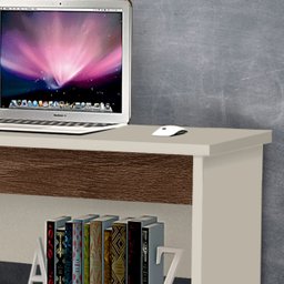 Escrivaninha Mesa Computador com Gaveta - Mod.1225 Cor:off White/freijó - 5