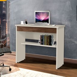 Escrivaninha Mesa Computador com Gaveta - Mod.1225 Cor:off White/freijó - 2