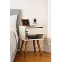 Ver imagem 2 de Mesa de Cabeceira Retrô Off White 40cm Mdf – Pé Palito Castanho – Vai Montada