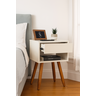 Mesa de Cabeceira Retrô Off White 40cm Mdf – Pé Palito Castanho – Vai Montada - 2