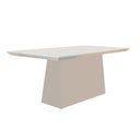 Ver imagem 1 de Mesa de Sala Jantar Luna + Tampo Madeirado Vidro Reto 180x90cm Off White - Rufato