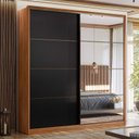Ver imagem 2 de Guarda Roupa Casal Belga 2 Portas Flex + 4 Espelhos-demobile:nogueira Touch/preto Prime Tx