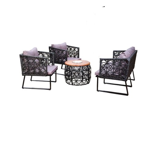 Conjunto Sofás com Mesa de Centro Paris Preto/Cinza
