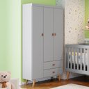 Ver imagem 2 de Guarda Roupa Infantil Retrô Duda 3 Portas Cinza Bétula - Carolina