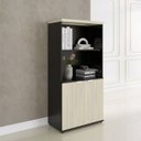 Ver imagem 1 de Armário Misto para Escritório 2 Portas com Prateleiras Linha PE40 AM1600PE40 Branco/Preto/Castanheir