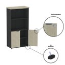 Ver mais imagens de Armário Misto para Escritório 2 Portas com Prateleiras Linha PE40 AM1600PE40 Branco/Preto/Castanheir