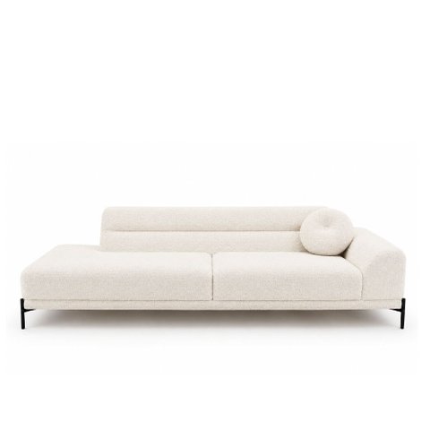 Sofá Arezzo 2 Lugares Pés Aço Preto 180cm Terminal Direito Boucle Off White - Sallar Home